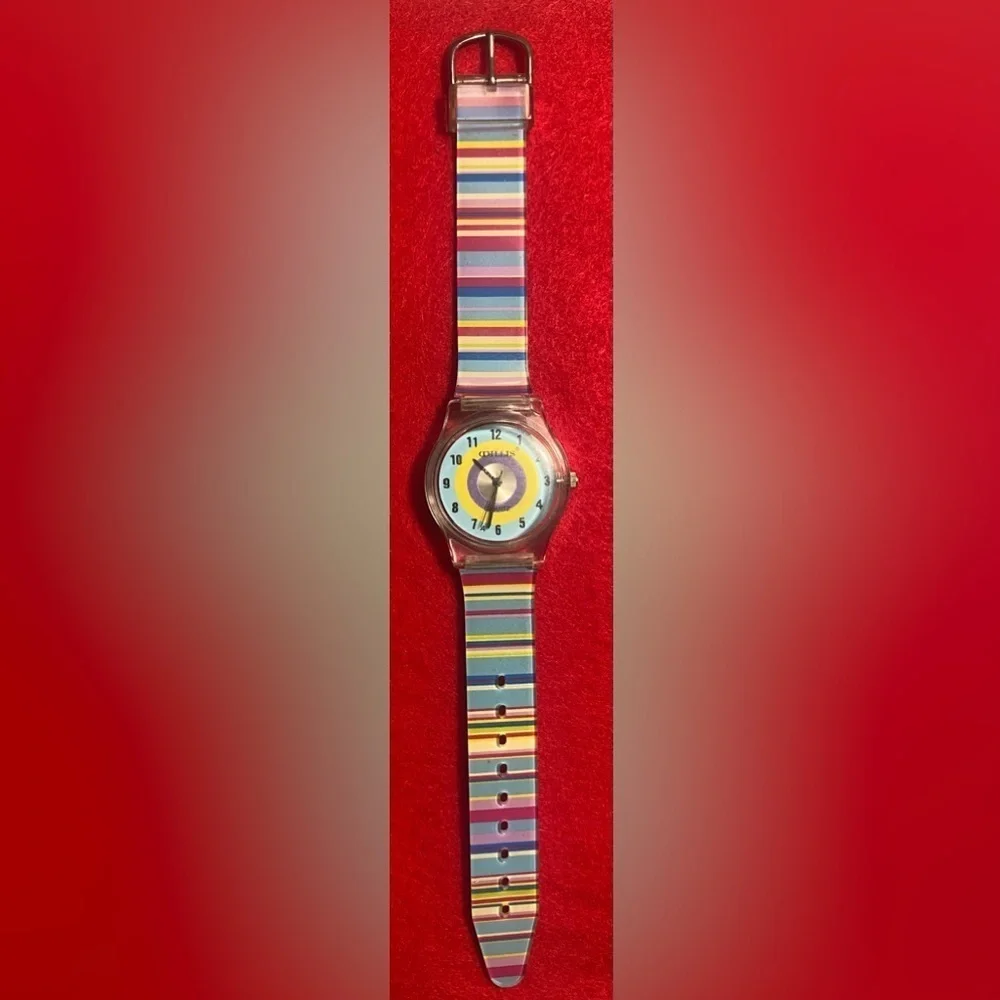 Willis Silicone Watch Multi-colored Stripes Water Resistant “Dillis” Vintage